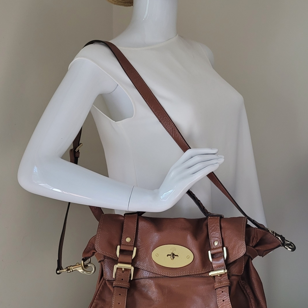 Mulberry Alexa Oak Soft Buffalo Leather Medium Satchel Shoulder Hand Bag - Picture 12 of 12
